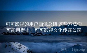 可可影视的用户画像总结 这些方法你可能用得上，可可影视文化传媒公司